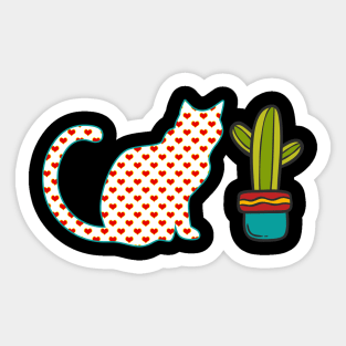 Catctus Funny Cat and cactus Lovers Funny Gift Sticker